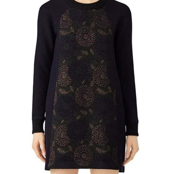 Martin Grant Brocade Sweater Dress long sleeve Navy size 38 $874 - Picture 1 of 8